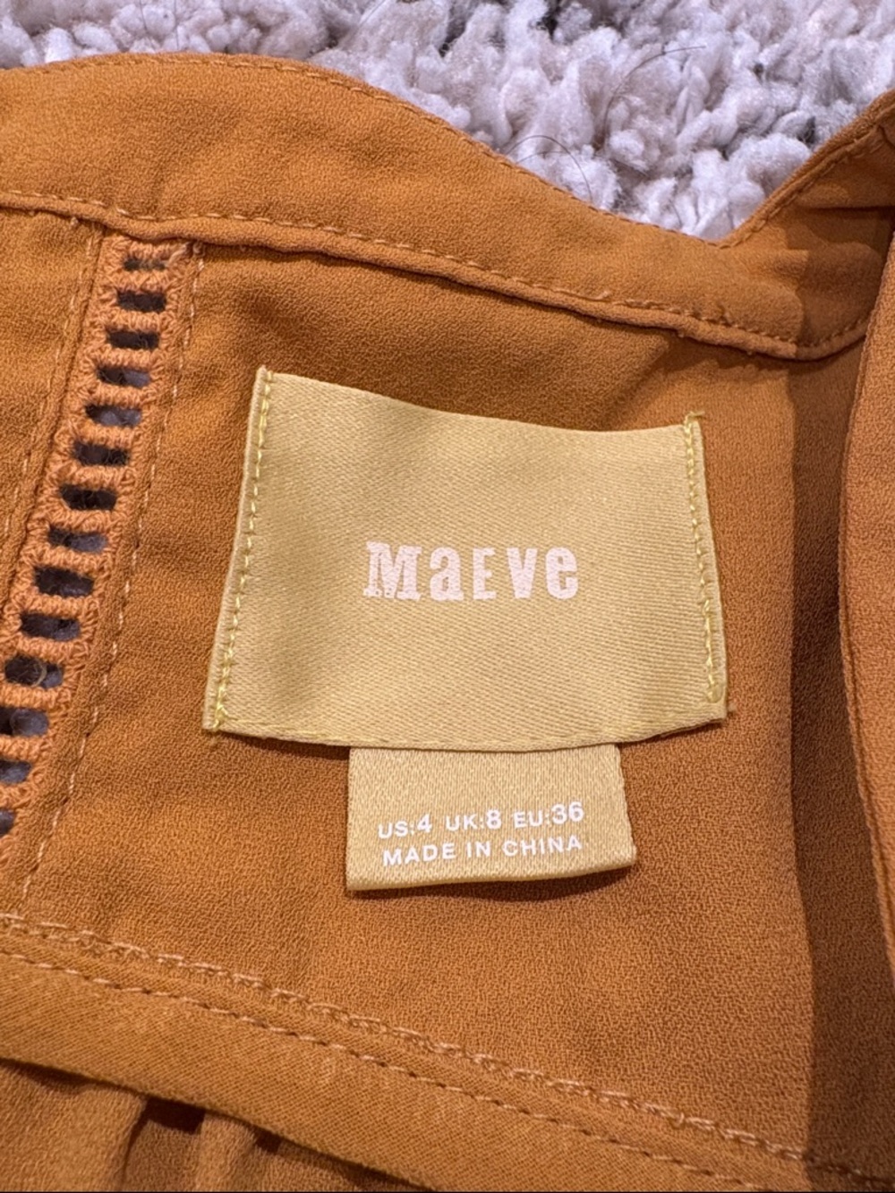 Maeve Anthropologie Mustard Embroidered Lace-Up Sleeveless Top Boho Size 4 - Picture 3 of 16